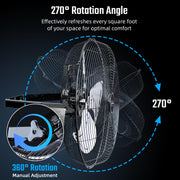 Simple Deluxe 18 Inch Industrial Wall Mount Fan, 3 Speed Commercial Ventilation Metal Fan for Warehouse, Greenhouse, Workshop, Patio, Factory and Basement - High Velocity - Durrett Recovery