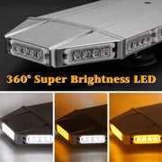 V-SEK 28-inch amber and white rooftop strobe light bar with 64 LEDs, magnetic mount, for emergency, security, and construction vehicles.