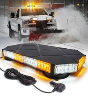 LUMENIX 56 LED roof top strobe beacon light bar in amber and white for construction, emergency, and security vehicles.