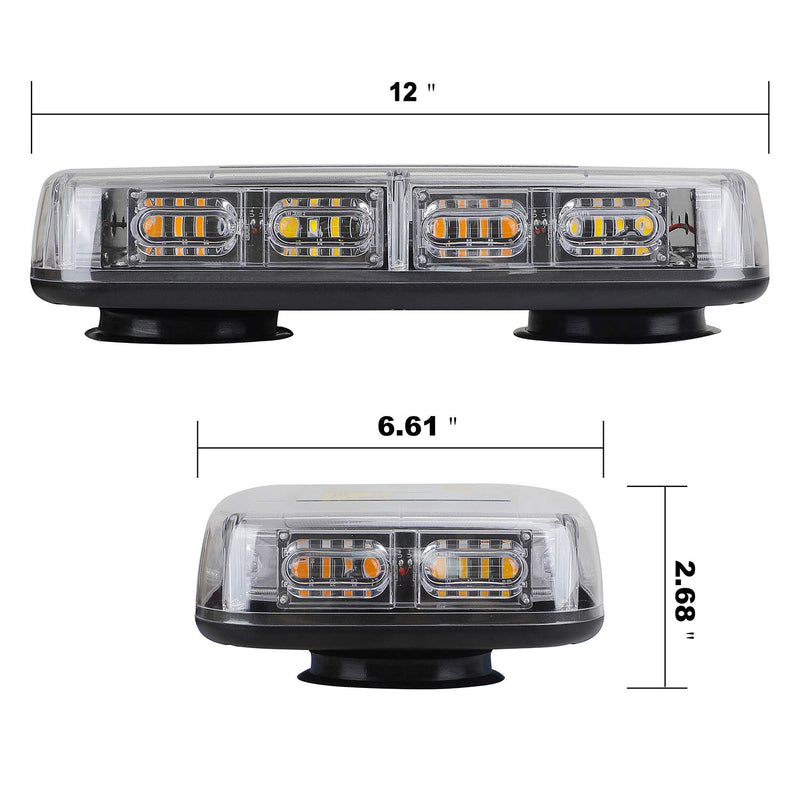 ASPL 48 LED roof top strobe light bar with amber and white LEDs, magnetic base, for trucks, snow plows, and construction vehicles.