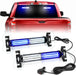 1002L Emergency Strobe Traffic Advisor Light Bar: 40 LED Dash Safety Warning Flashing Light, Front/Rear Windshield Visor for Construction Vehicle, Tow/Plow Truck (2X10.7Inch, Amber White)
