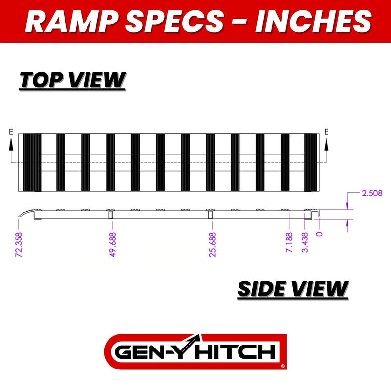 GEN-Y Hitch Heavy Duty Aluminum Loading Ramps - Set of 2, 6 Foot Long x 14 Inches Wide, 6000 lbs Capacity, Hybrid Hook and Plate Ends, Serrated Cross Rungs for Maximum Traction