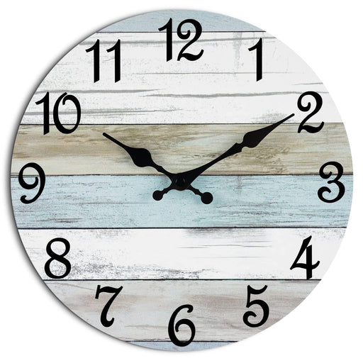 CHYLIN Wall Clock, Silent Non Ticking Battery Operated, Rustic Coastal Country Clock Decorative for Bathroom Kitchen Bedroom 8 - Durrett Recovery