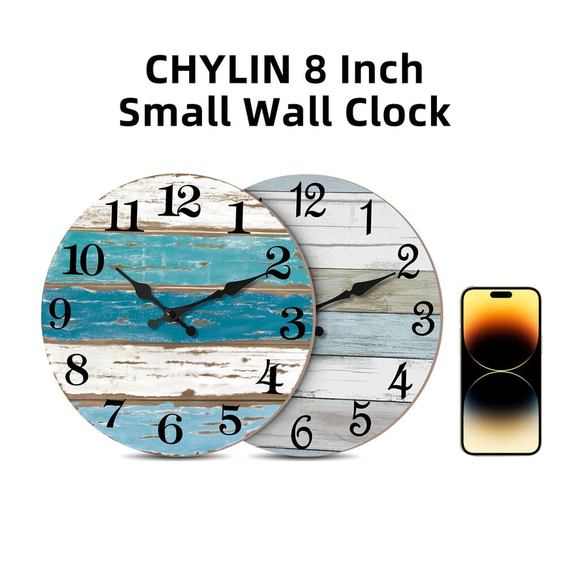 CHYLIN Wall Clock, Silent Non Ticking Battery Operated, Rustic Coastal Country Clock Decorative for Bathroom Kitchen Bedroom 8 - Durrett Recovery