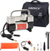 Silver Tire Inflator Heavy Duty Double Cylinders with Portable Bag- Car Accessories，Metal 12V Air Compressor Pump 150PSI with Adapter for Car, Truck, SUV Tires, Dinghy, Air Bed Etc