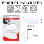LivTee Blind Spot Mirrors, HD Glass Frameless Convex Rear View Mirrors, Wide Angle Adjustable Stick for Side Mirror, Automotive Exterior Accessories for Car, SUV & Trucks, Pack of 2 - Durrett Recovery