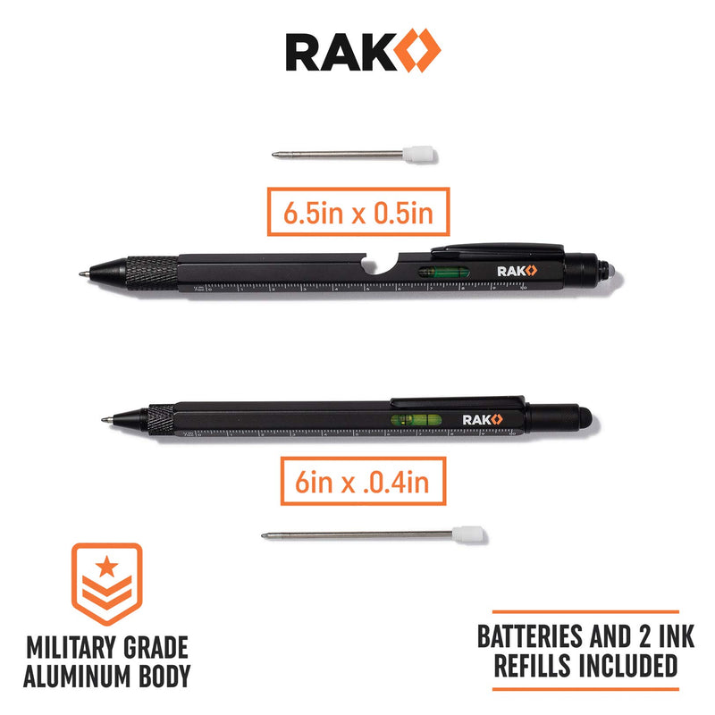 RAK Multitool Pen Gifts for Men, 2-Pack 11 in 1 Multitool Pen Set, Tech Cool Gadgets Stocking Stuffer Holiday Christmas Gifts for Dad, Husband, Grandpa, Him, EDC Tactical Pen Tool, Gift-Ready Box