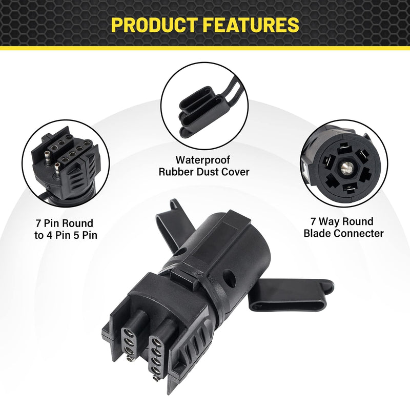 Oyviny 7 to 4 & 5 Pin Trailer Adapter, 2-in-1 Design