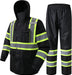 Hi-Vis Reflective Safety Rain Jacket and Pants for Men Women Waterproof Rain Gears for Farming Fishing Work HV Rain Suit with Inner Mesh Lining and Pockets (117-Black XL)