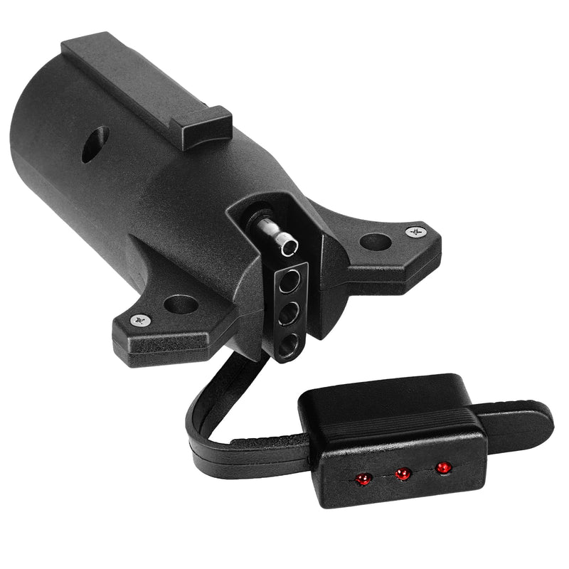 OPT7 7 to 4 Pin Trailer Adapter w/Tester, 7 Way Blade to 4 Way Flat Trailer Connector w/Secure Tab for Pickup Truck Tow Hitch, 3.75" Long x 1.75" Diameter