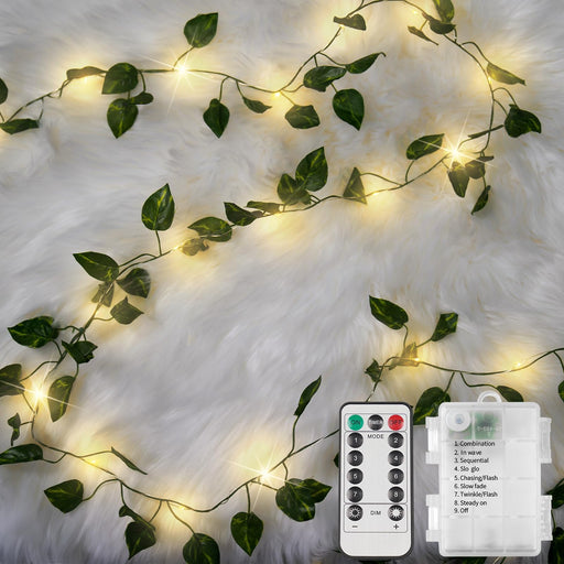 suddus Vine with Fairy Lights Battery Operated, 33ft100 LED Pothos String Lights with Remote, Leaf Lights for Bedroom, Room, Wall, Garden, Party, Wedding Dorm Decor(Warm White) - Durrett Recovery