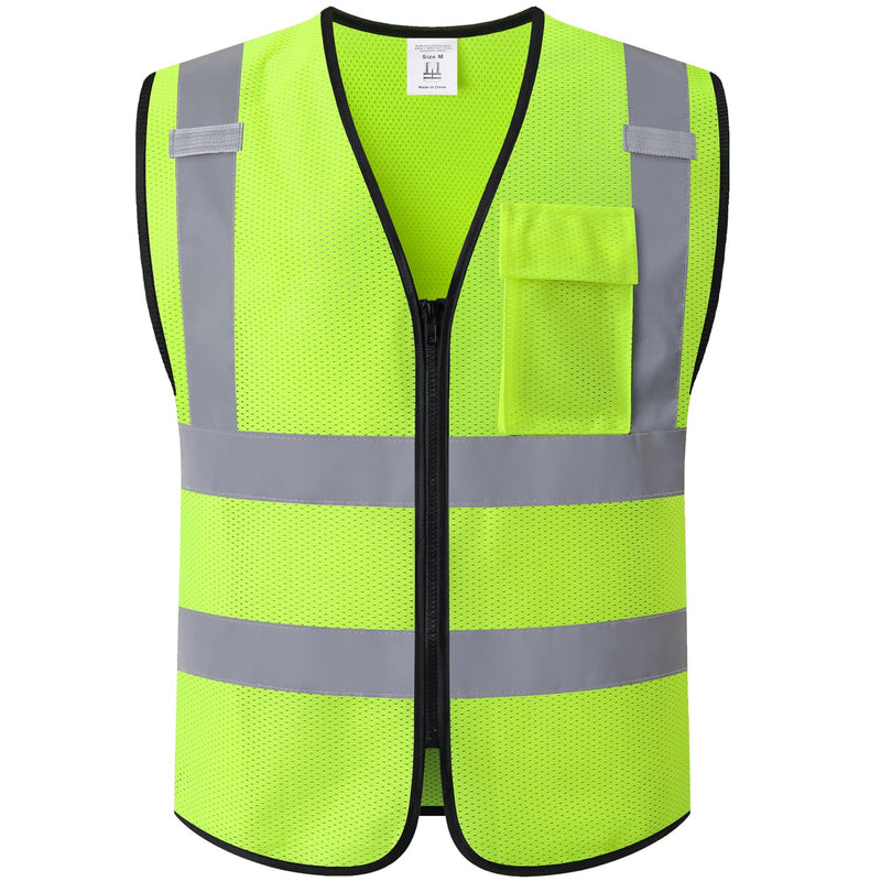 Kazsaifo Hi Vis Reflective Safety Vest for Men Women with Chest Pocket Mesh High Visibility Class 2 Construction Vest,Meets ANSI/ISEA Standard(KZ179-Yellow-L)