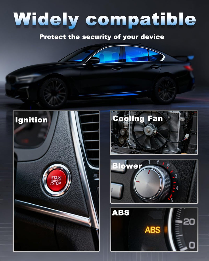 Riseuvo 40 Pcs Car Cartridge Fuses - Automotive Jcase Fuses Assortment Kit Low Profile and Tall/Standard Box Shaped Fuses 20A 30A 40A 50A 60A for RV, SUV, Cars, Boats