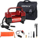 Silver Tire Inflator Heavy Duty Double Cylinders with Portable Bag- Car Accessories，Metal 12V Air Compressor Pump 150PSI with Adapter for Car, Truck, SUV Tires, Dinghy, Air Bed Etc