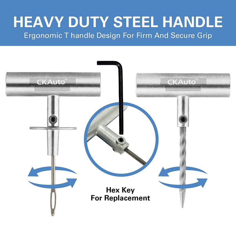 CKAuto Universal Tire Repair Kit, Heavy Duty Car Emergency Tool Kit for Flat Tire Puncture Repair, 36 Pcs Value Pack, Tire Plug Kit fit for Autos, Cars, Motorcycles, Trucks, RVs, etc.