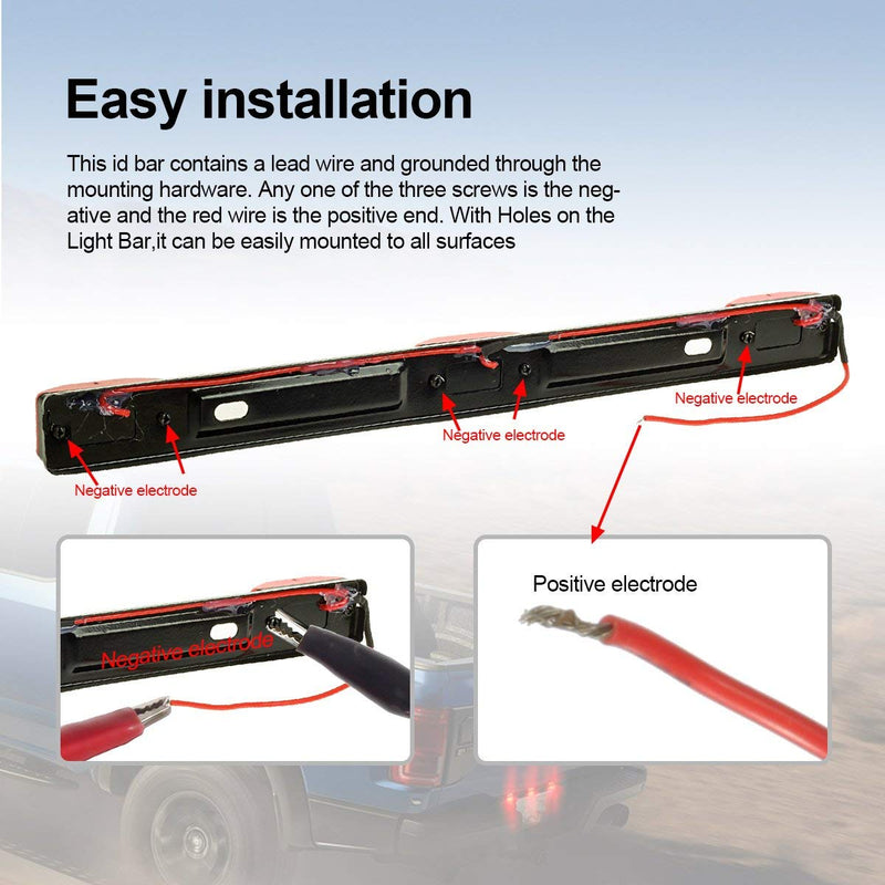 Partsam 12V LED truck trailer light kit with waterproof red stop/turn/tail lights, stainless steel ID light bar, and side marker lamps.