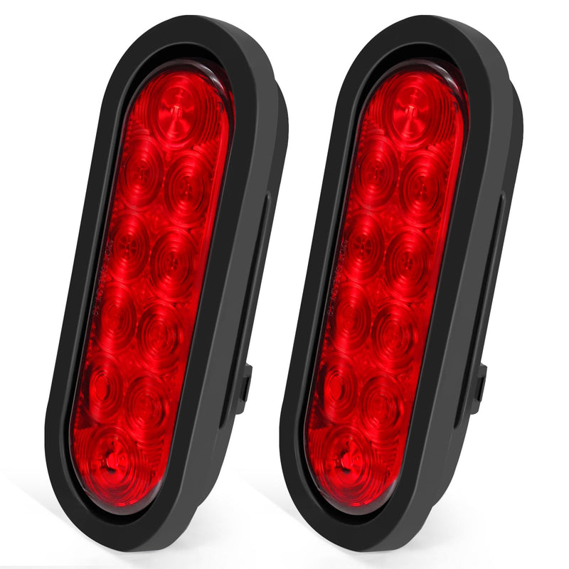 NeaLia 6-inch oval LED trailer light kit with red waterproof tail light, rubber grommet, for trucks, RVs, boats, and trailers.