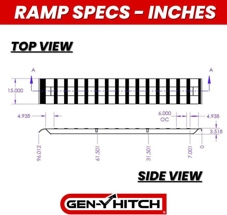 Heavy Duty Aluminum Loading Ramps - Set of 2, 8 Feet Long X 15 Inches Wide, 10000 Lbs Capacity, Hybrid Hook and Plate Ends, Serrated Cross Rungs for Maximum Traction