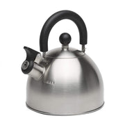 Primula Stewart Whistling Stovetop Tea Kettle Food Grade Stainless Steel, Hot Water Fast to Boil, Cool Touch Folding, 1.5-Quart, Brushed with Black Handle - Durrett Recovery