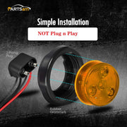 Partsam 10-pack round LED trailer side marker lights with red and amber lenses, waterproof sealed grommet mount, suitable for trucks and RVs.