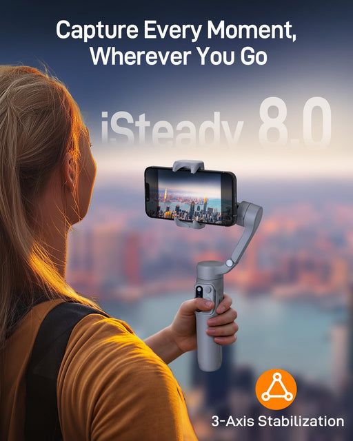 hohem iSteady X3 SE gimbal stabilizer for iPhone and Android, foldable 3-axis phone stabilizer with remote control for travel vlogging