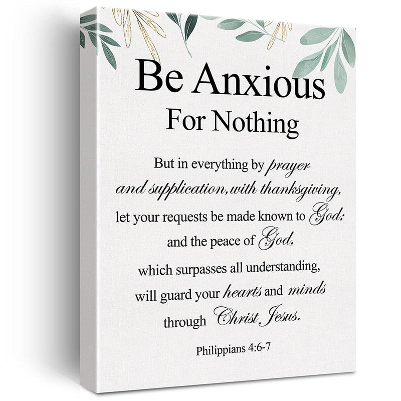 Christian Canvas Wall Art Philippians 4:6-7 Be Anxious for Nothing Canvas Print Positive Scripture Canvas Painting Home Wall Decor Framed Gift 12x15 Inch - Durrett Recovery