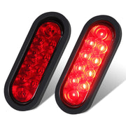 NeaLia 6 Inch Oval LED trailer lights in red with waterproof rubber grommet, designed for utility trucks, RVs, and trailers.