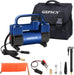Silver Tire Inflator Heavy Duty Double Cylinders with Portable Bag- Car Accessories，Metal 12V Air Compressor Pump 150PSI with Adapter for Car, Truck, SUV Tires, Dinghy, Air Bed Etc