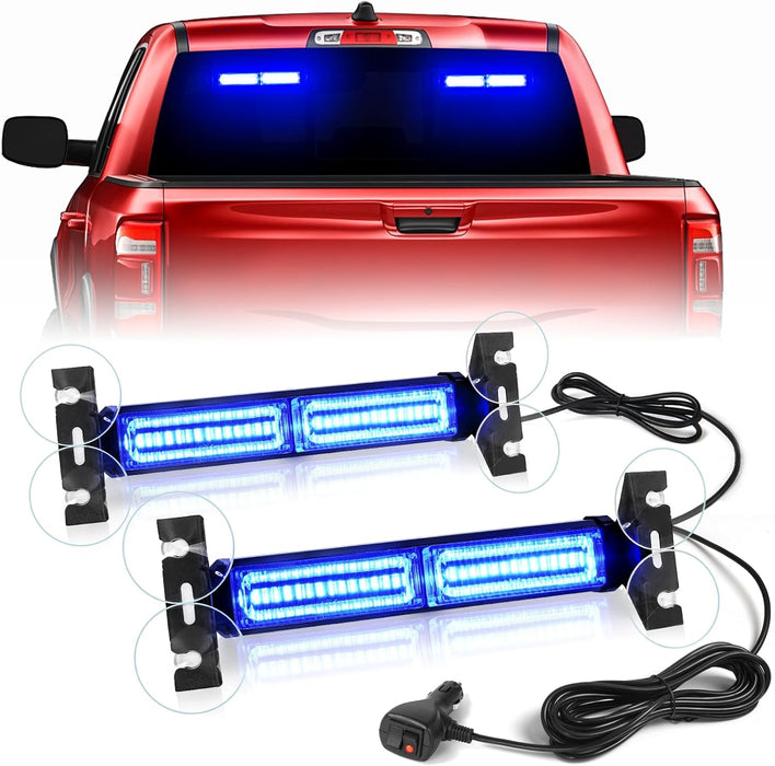 1002L Emergency Strobe Traffic Advisor Light Bar: 40 LED Dash Safety Warning Flashing Light, Front/Rear Windshield Visor for Construction Vehicle, Tow/Plow Truck (2X10.7Inch, Amber White)