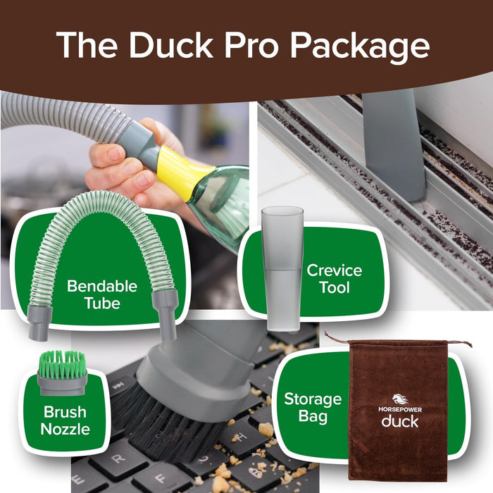 Duck Compact Cordless Vacuum by , Ultra-Powerful, Strong Suction, AS-SEEN-ON-TV, Easy to Store, Rechargeable. Home, Auto, Pet Hair, Fits in Tiny Crevices, Includes Hose, Crevice Tool & Brush