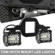 EBESTauto 4-inch LED work light pods with hitch mount brackets, ideal for trucks, trailers, SUVs, and off-road driving.