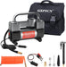 Silver Tire Inflator Heavy Duty Double Cylinders with Portable Bag- Car Accessories，Metal 12V Air Compressor Pump 150PSI with Adapter for Car, Truck, SUV Tires, Dinghy, Air Bed Etc