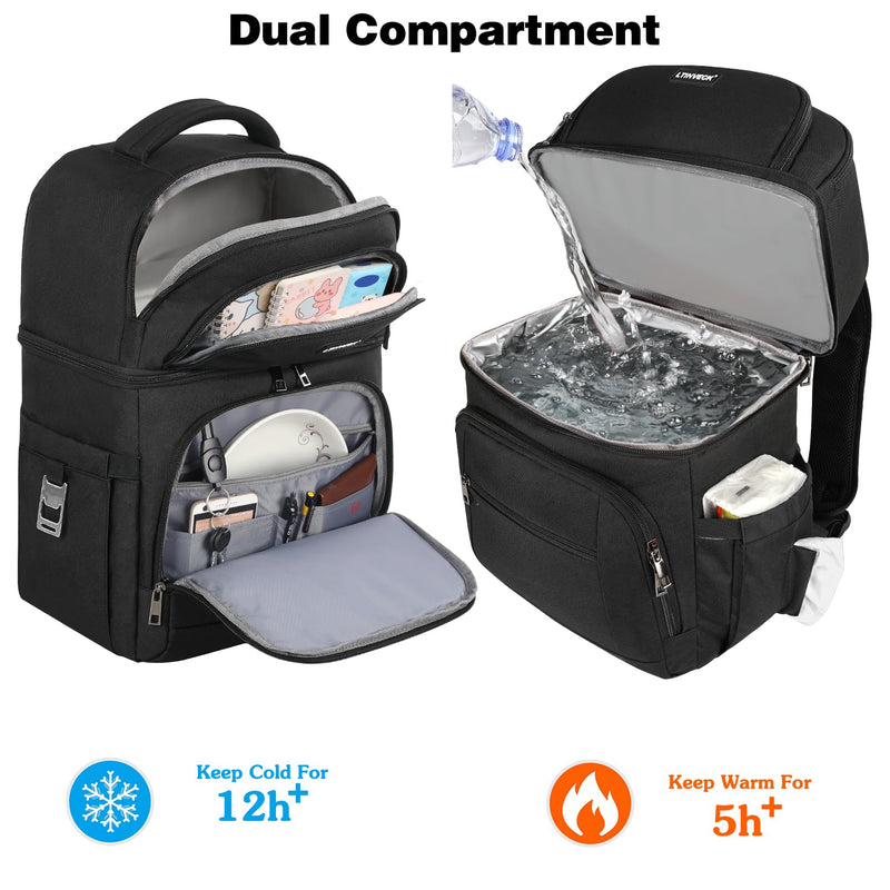 Cooler Backpack,Insulated Backpack Cooler Leakproof Double Deck Cooler Bag for Men Women RFID Lunch Backpack
