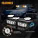2 in 1 Emergency Dash Strobe Lights Interior Windshield Lights Amber White Warning Hazard Safety Flashing W/Suction Cups for Construction Vehicles, Trucks Car (2×7.16 Inch, 16 LED)