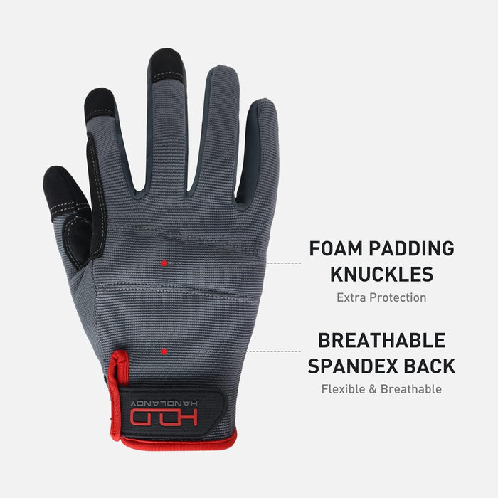 Work Gloves for Men & Women, Utility Mechanic Working Gloves Touch Screen, Flexible Yard Work Gloves