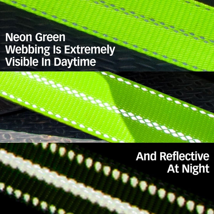 Wheel Dolly Tire Harness with Universal O-Ring - 2 Inch X 96 Inch - 4 Pack - High-Viz - 3,300 Pound Safe Working Load - Straps Only - Ratchets Sold Separately