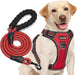 No Pull Dog Harness Adjustable Reflective Oxford Easy Control Medium Large Dog Harness with a Free Heavy Duty 5Ft Dog Leash (L (Neck: 18"-25.5", Chest: 24.5"-33"), Blue Harness+Leash)