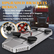 V-SEK 28-inch amber and white rooftop strobe light bar with 64 LEDs, magnetic mount for emergency, construction, and security vehicles.