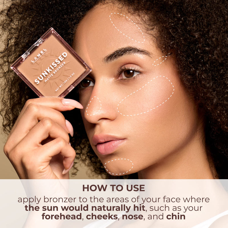 LAMEL Sunkissed Matte Bronzer Face Powder - Non-Shimmer, Long Lasting, Non-Greasy Bronzing Organic Makeup Formula - Matte Finish - Natural Tan Skin - N. 401-0.35oz. - Durrett Recovery