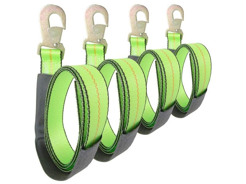 (4 Pack) High Viz Green 2" x 8 FT Wheel Lift Straps for Tow Dolly/Wheel Lift Truck Wrecker Car Hauler