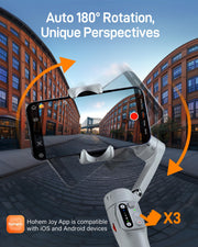 hohem iSteady X3 SE gimbal stabilizer for iPhone and Android, portable 3-axis phone stabilizer with detachable remote control.