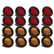 Partswcgg 2.5-inch round LED marker lights with 13 LEDs, amber and red reflectors, waterproof flush mount for trailers and trucks.
