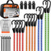 31-Piece Premium Bungee Cords Assortment Jar, Includes 10”,18”,24”,32”,40” Bungee Cords, 6“ Zip Ties, 8”Canopy/Tarp Ball Ties and Crocodile Mouth Tarp Clips