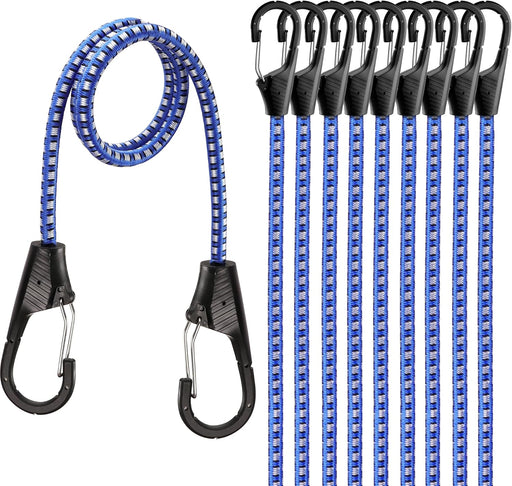 31-Piece Premium Bungee Cords Assortment Jar, Includes 10”,18”,24”,32”,40” Bungee Cords, 6“ Zip Ties, 8”Canopy/Tarp Ball Ties and Crocodile Mouth Tarp Clips