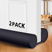 Two black adjustable under door draft stoppers from LADANY, fitting 30-36 inch gaps to block drafts, noise, and heat loss.