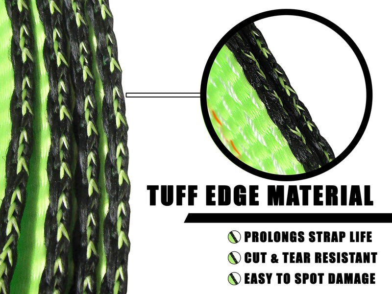 (4 Pack) High Viz Green 2" x 8 FT Wheel Lift Straps for Tow Dolly/Wheel Lift Truck Wrecker Car Hauler