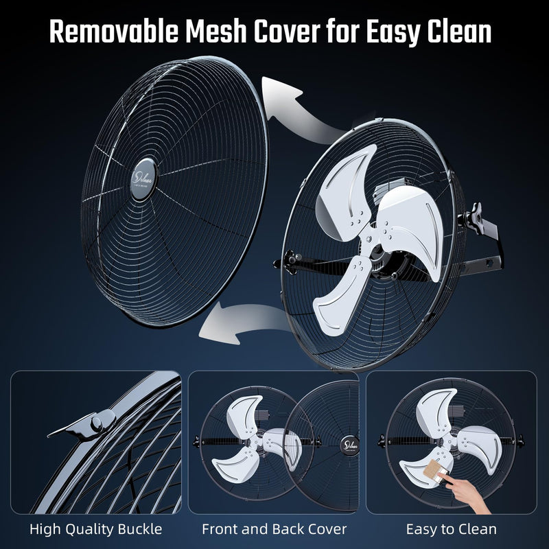 Simple Deluxe 18 Inch Industrial Wall Mount Fan, 3 Speed Commercial Ventilation Metal Fan for Warehouse, Greenhouse, Workshop, Patio, Factory and Basement - High Velocity - Durrett Recovery