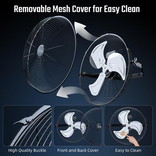 Simple Deluxe 18 Inch Industrial Wall Mount Fan, 3 Speed Commercial Ventilation Metal Fan for Warehouse, Greenhouse, Workshop, Patio, Factory and Basement - High Velocity - Durrett Recovery