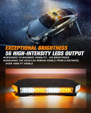LUMENIX 56 LED roof top strobe beacon lights bar with amber and white flashing lights for construction, tow trucks, and emergency vehicles.