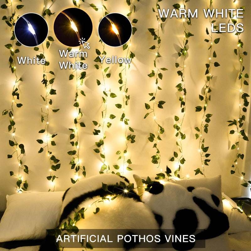suddus Vine with Fairy Lights Battery Operated, 33ft100 LED Pothos String Lights with Remote, Leaf Lights for Bedroom, Room, Wall, Garden, Party, Wedding Dorm Decor(Warm White) - Durrett Recovery